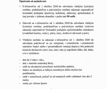 Aktuality / Opatrenie Úradu verejného zdravotníctva Slovenskej republiky pri ohrození verejného zdravia - foto