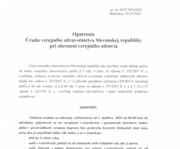 Aktuality / Opatrenie Úradu verejného zdravotníctva Slovenskej republiky pri ohrození verejného zdravia - foto
