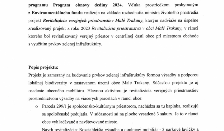 3. fotografia fotogalérie Aktuality / Revitalizácia verejných priestranstiev Malé Trakany - Program obnovy dediny 2024 - foto